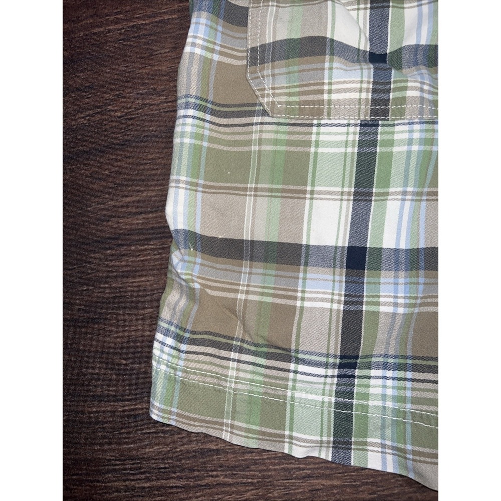 Faded Glory Stretch Y2K Womens Plaid Shorts Size 8 Green Blue - Picture 5 of 8